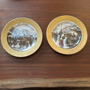 Set of Two Porcelain Plates by Emil Barbarini Signed